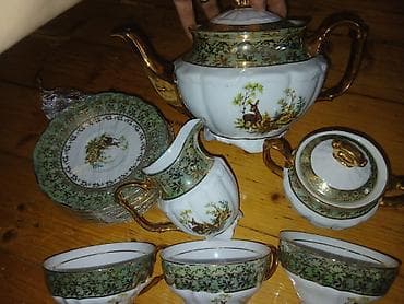 caynik: Çay dəsti, rəng - Yaşıl, Farfor, 6 nəfərlik, Almaniya — 2