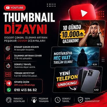 İş axtarıram (rezümelər): YouTube üçün Thumbnail Dizaynı – diqqət çəkən, izlənməni artıran — 1