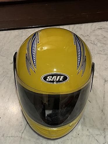 moped elektro: SAFE tam üzlü motosiklet dəbilqəsi - Rəng: parlaq sarı, üst hissədə — 5