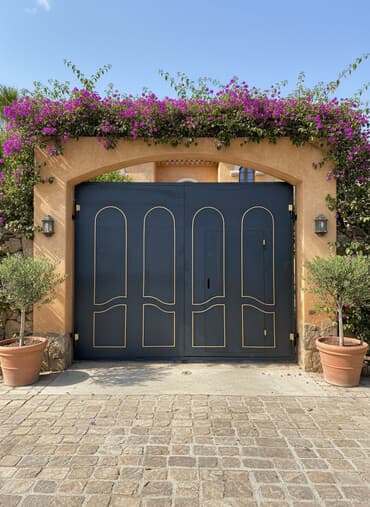 Dəmir Həyət darvazası, Yana açılan, 310 m, Mexaniki, Qapı ilə, rəng - Göy, Pulsuz quraşdırma, Ödənişli çatdırılma