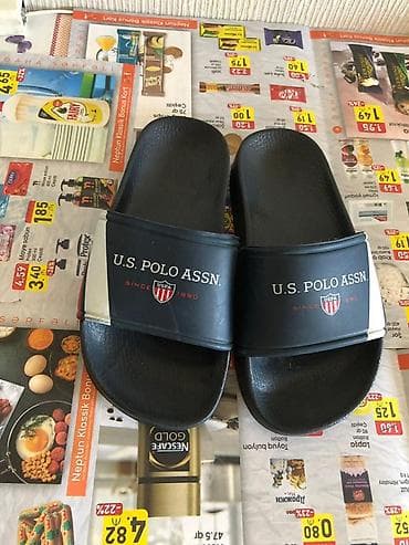 U.S. Polo Assn. kişi/slayd tipli şlapanlar - Rəng: tünd mavi-qara - — 1