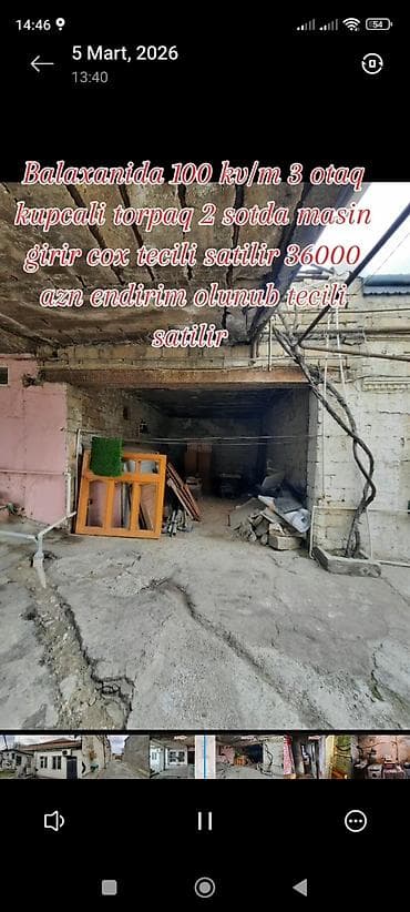 Balaxanı qəsəbəsində 100 kv.m sahəli, 3 otaqlı həyət evi. Torpaq — 9