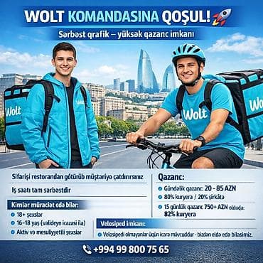 Sürücü-kuryer tələb olunur, Nəqliyyat təmin edilir, Gündəlik ödəniş, Təcrübəsiz