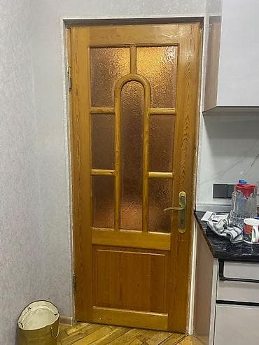 Şam Ağacından olan daxili qapı – şüşəli dizayn - Material: təbii ağac — 1
