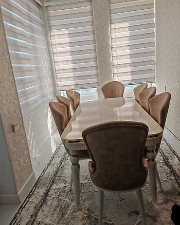 uşaq stullari: Qonaq otağı üçün, İşlənmiş, Kvadrat masa, 8 stul — 1