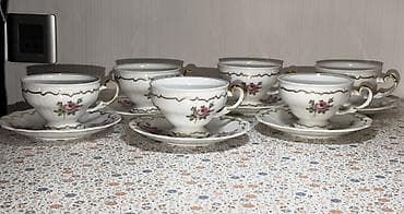 servisler: Çay dəsti, rəng - Ağ, Farfor, Weimar, 6 nəfərlik, Almaniya — 8