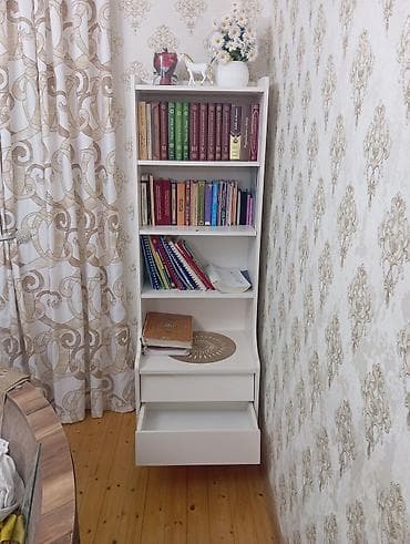 hamam şkafı: Ağ rəngdə çoxfunksiyalı kitab rəfi - Material: laminat/MDFlam tipli — 1