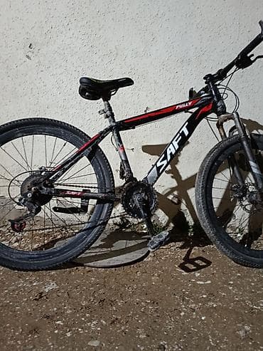 velisoped 29: SAFT dağ velosipedi - Güclü alüminium tipli çərçivə, qara-qırmızı — 1