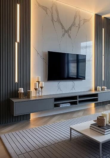 ev əşya: Прямой ТВ стенд, С полками — 4