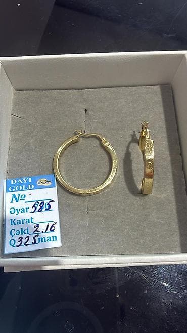 1 karat brilliant: Sırğa, Sarı qızıl, 585 Əyar, 2 g — 1