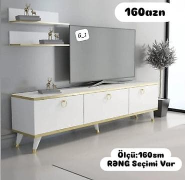 TV stendi və divar rəfləri dəsti - Model: G_1 - Ölçü: 160 sm - Rəng