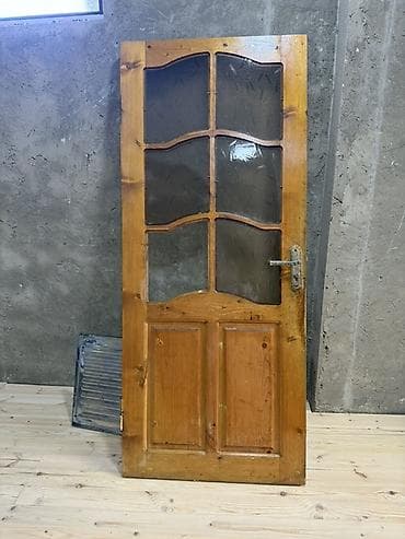 infacol kapi: Taxta iç qapı – şüşəli dizayn - Material: təbii ağac - Rəng: bal — 1