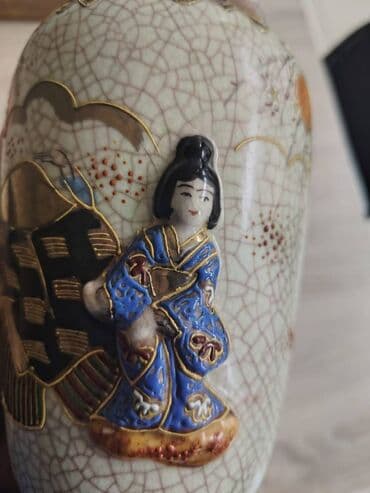 kohnə pullar: 🏺 Yapon Satsuma vazası – əl işi, 1950-ci illər Əl ilə çəkilmiş gözəl — 8