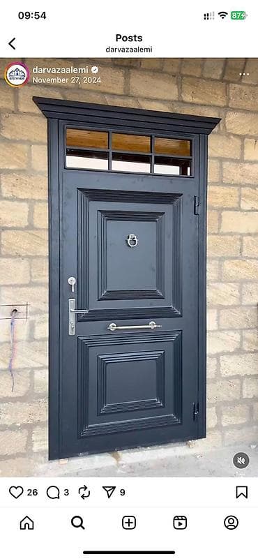 sef qap: Dəmir Həyət darvazası, Yana açılan, Mexaniki, Qapı ilə, rəng - Qəhvəyi — 10