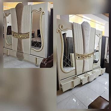 Dolab satılır — 300₼ - Üslub: klassik-lüks dizayn, krem rəngdə qızılı