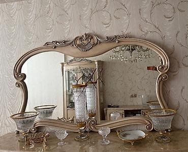 Güzgülər: Güzgü Divar üçün, Oval, Dekorativ, Naxışlı — 1