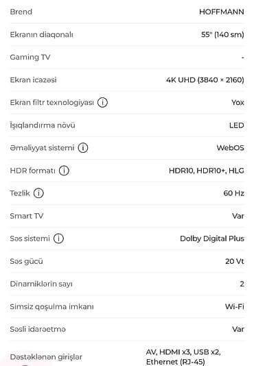 Televizor: HOFFMANN 55EU8000 - Ekran: 55 düym, nazik çərçivəli dizayn — 6