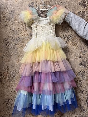 tüllü ətəklər: Uşaq üçün rəngarəng ziyafət/libas paltarı - Model: çoxqatlı tül — 2