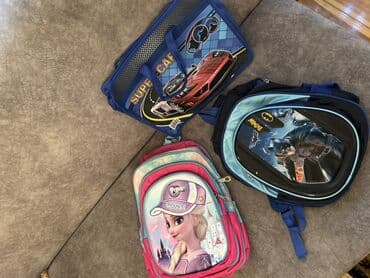 детские комплекты с начесом: Uşaq məktəb çantaları dəsti - 3 ədəd çanta: avtomobil temalı mavi — 2