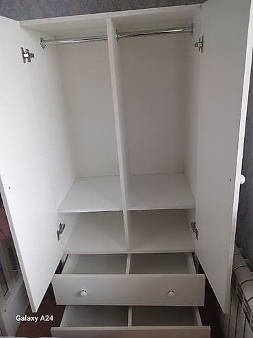 2 qapılı, Siyirməli, Ağ, Açılan, Düz dolab