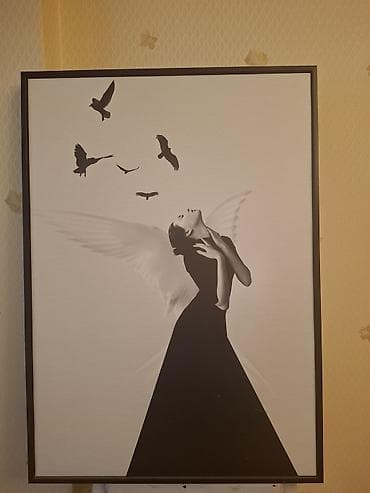 Digər ev dekoru: Qara-ağ rəng palitrasında müasir incəsənət tablosu - Mövzu: Zərif — 1