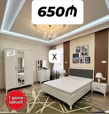 komodlar: Yataq otağı dəsti Qiymət: 650₼ Təhvil: 1 günə Tərkibi: - Çarpayı — 1
