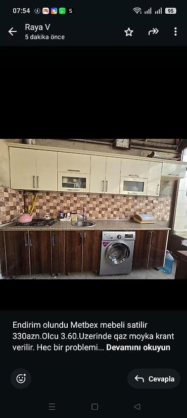 Endirim olundu Metbex mebeli satilir 330azn.Olcu 3.60.Uzerinde qaz