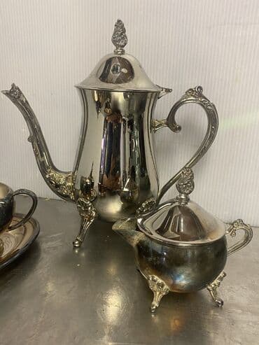 servis qab: Qəhvə dəsti, rəng - Gümüşü, Metal — 3