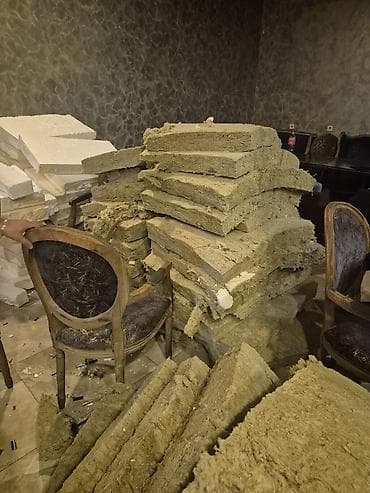 hamam tavanları: Daş yun və penoplast lövhələr. Şəkillərdə müxtəlif ölçülü izolyasiya — 2