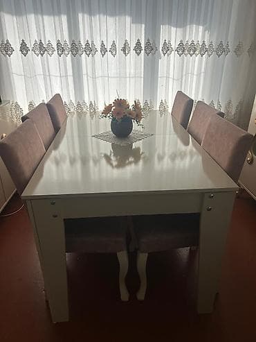 Qonaq otağı üçün, İşlənmiş, Açılan, Kvadrat masa, 6 stul — 1