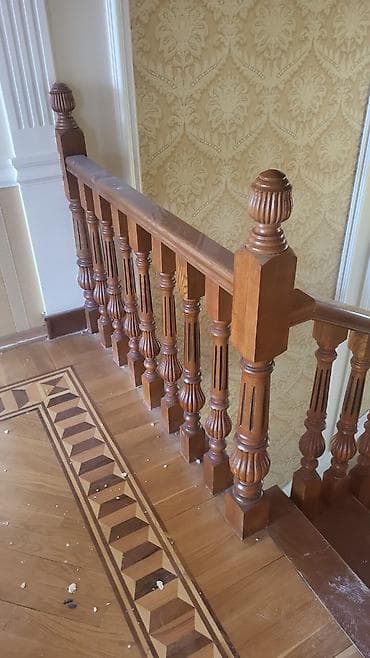 dam: Məhsul: Bərk ağacdan hazırlanmış dekorativ daxili pilləkən 120 ölçüsü — 6