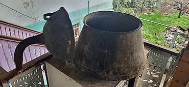 distillə aparatı: Məhsul: Mis distillə qazanı (səməni/araq üçün), qapaq və buxar borusu — 2