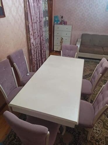 Qonaq otağı üçün, Açılmayan, Dördbucaq masa, 6 stul