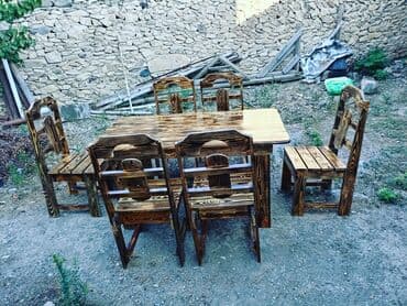 дачный набор стол и стулья: Новый, Квадратный стол, 4 стула, Нераскладной, Со стульями, Дерево — 3