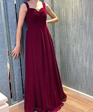 Qadın geyimləri – 2 model axşam/ziyafət donu 1) Tünd qırmızı (bordo)