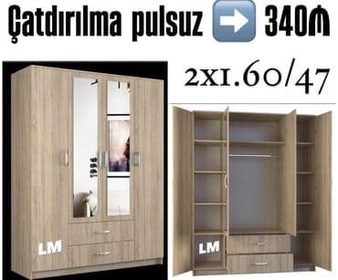 künc şkaf: Yeni, Açılan, 4 qapılı Künc dolab, Qarderob, paltar dolabı, Azərbaycan — 1