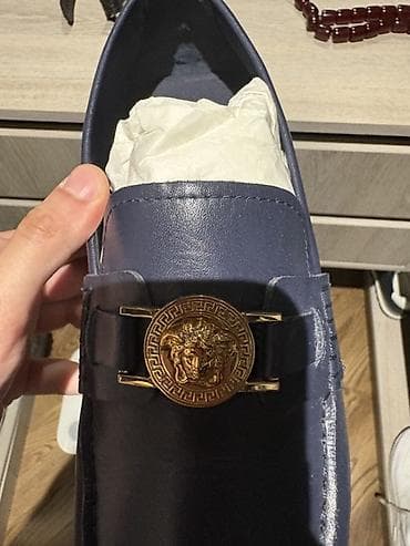 синие мужские мокасины: Məhsul: Kişi mokasinləri – Versace - Rəng: tünd göy (navy) - — 2