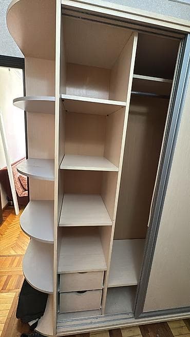 2 двери, С зеркалом, Бежевый, Купе, Угловой шкаф — 2