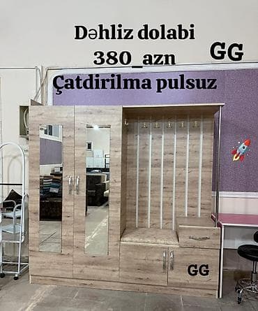 dəhliz asılqanı: 2 qapılı, Güzgülü, Digər rəng, Digər material, Açılan, Düz dolab — 1