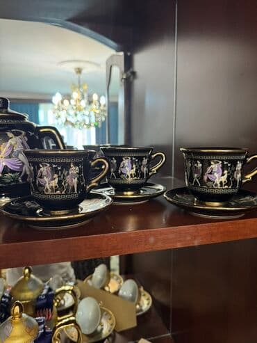 şəkər yemi: Çay dəsti, rəng - Qara, Farfor — 2