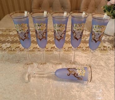 şam qabı: Qədəhlər, rəng - Yasəmən, Şüşə, 6 ədədli dəst — 2