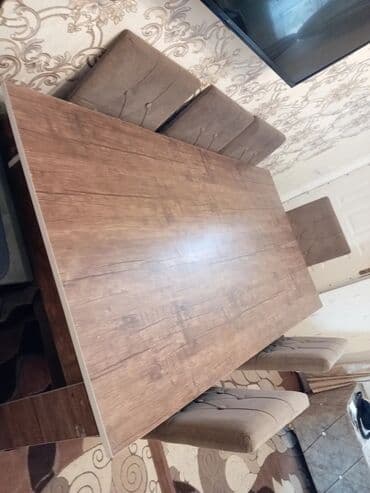 yumşaq oturacaqlar: Qonaq otağı üçün, Açılmayan, Dördbucaq masa, 6 stul — 3