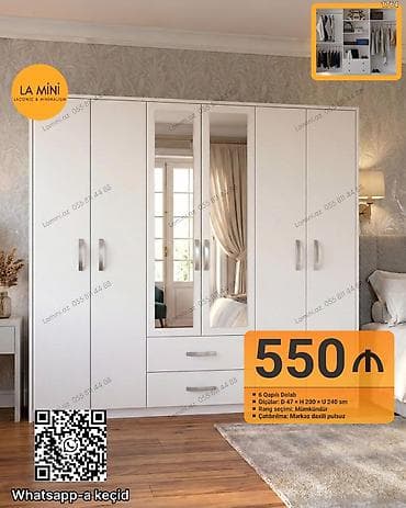 kunc dolab: 6 qapılı geyim dolabı – La Mini dizaynı - Ölçülər: dərinlik 47 sm × — 1