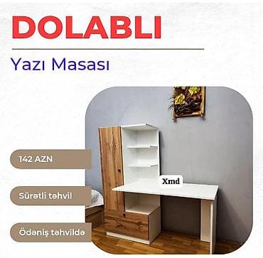 dərs masa: Düz masa, Stulsuz, Polkalı, Siyirməli, Sadə laminat — 1
