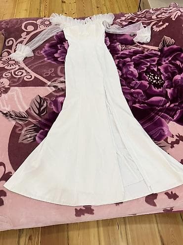 don: Ağ rəngdə zərif ziyafət/nikah geyimi (1defe geyinilib ) - Model — 2