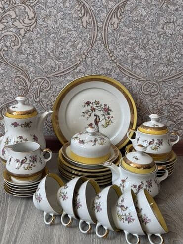 havanın temperaturunu ölçən cihaz: Çay dəsti, rəng - Ağ, Farfor, 6 nəfərlik — 2