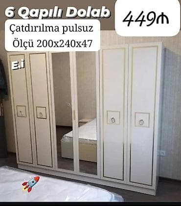 6 qapı, Güzgülü, Ağ, Açılan, Düz dolab — 1