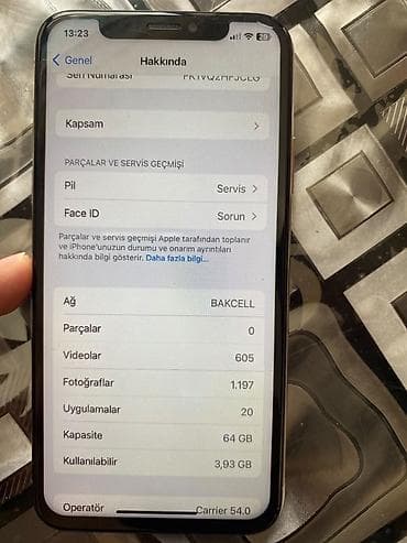 iphone 8 32 gb ikinci el: IPhone X, 64 GB, Gümüşü, Face ID — 1