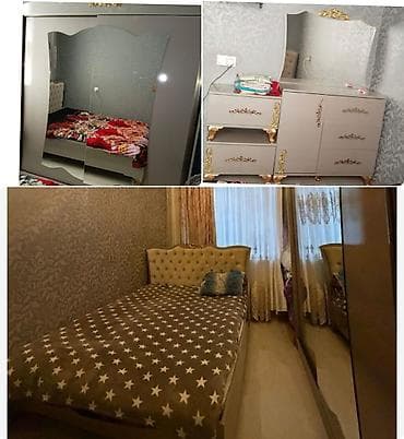 Двуспальная кровать, Шкаф, Трюмо, Тумба, Б/у