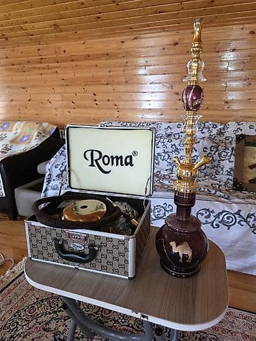 bas: Roma nərgilə dəsti - Brend: Roma - Elegant dizaynlı, bənövşəyi şüşə — 3